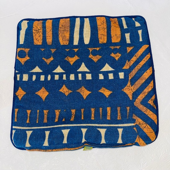 Nettle Creek Other - Nettle Creek Vintage Tribal Geometric Pillow Cover Woven Blue Orange 12.5in